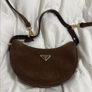 Prada SUEDE brown shoulder 2024 bag